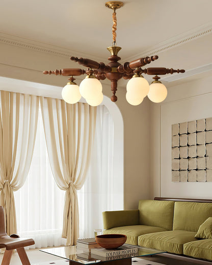 Fan-Shaped Simple Solid Wood Chandelier