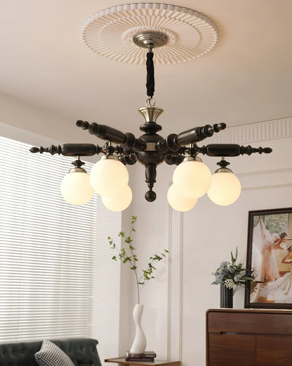 Fan-Shaped Simple Solid Wood Chandelier
