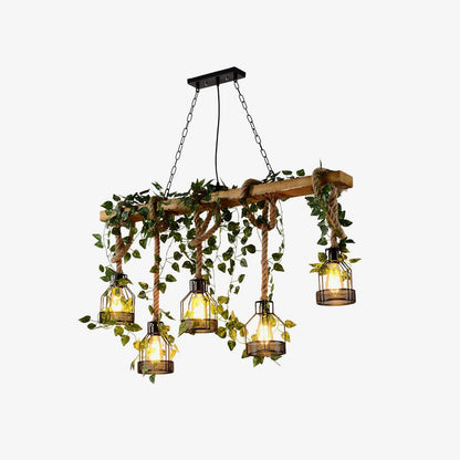Rustic Wooden Pendant Light Chandelier