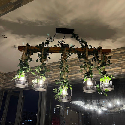 Rustic Wooden Pendant Light Chandelier