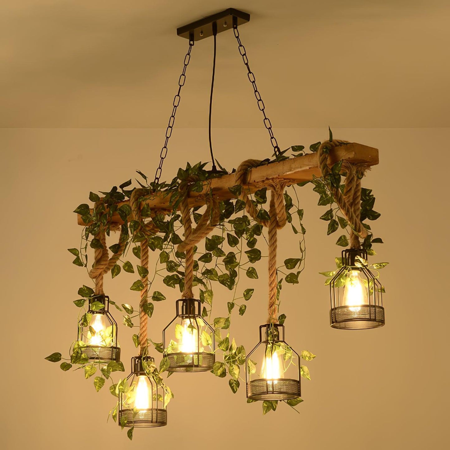 Rustic Wooden Pendant Light Chandelier