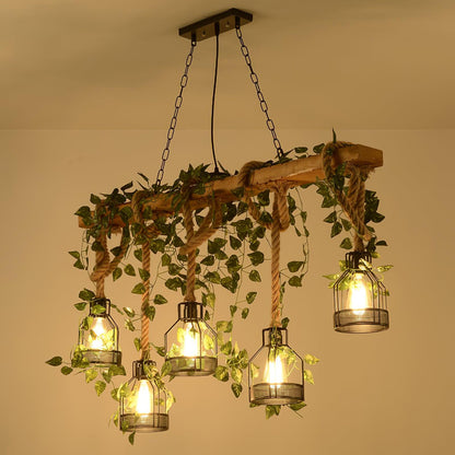 Rustic Wooden Pendant Light Chandelier