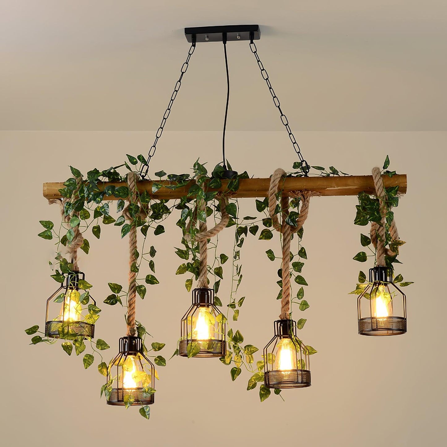 Rustic Wooden Pendant Light Chandelier