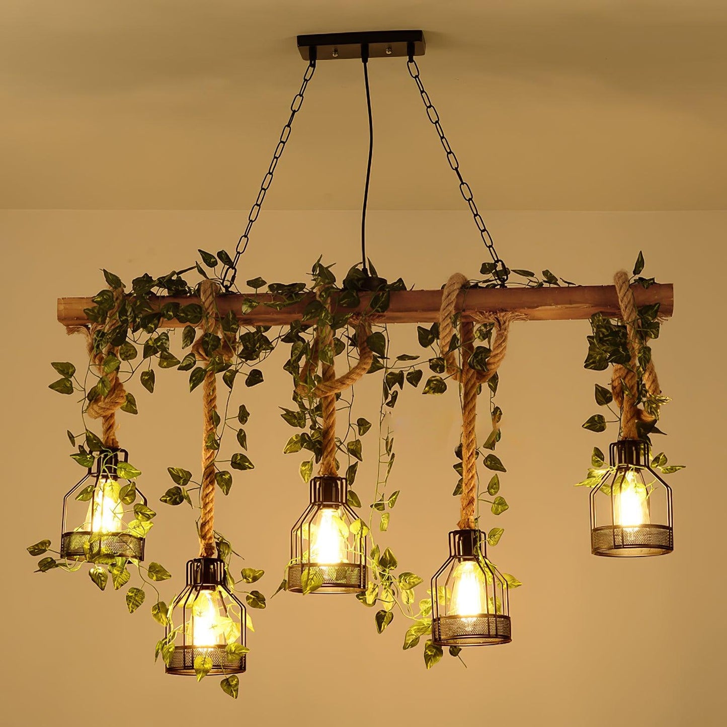Rustic Wooden Pendant Light Chandelier