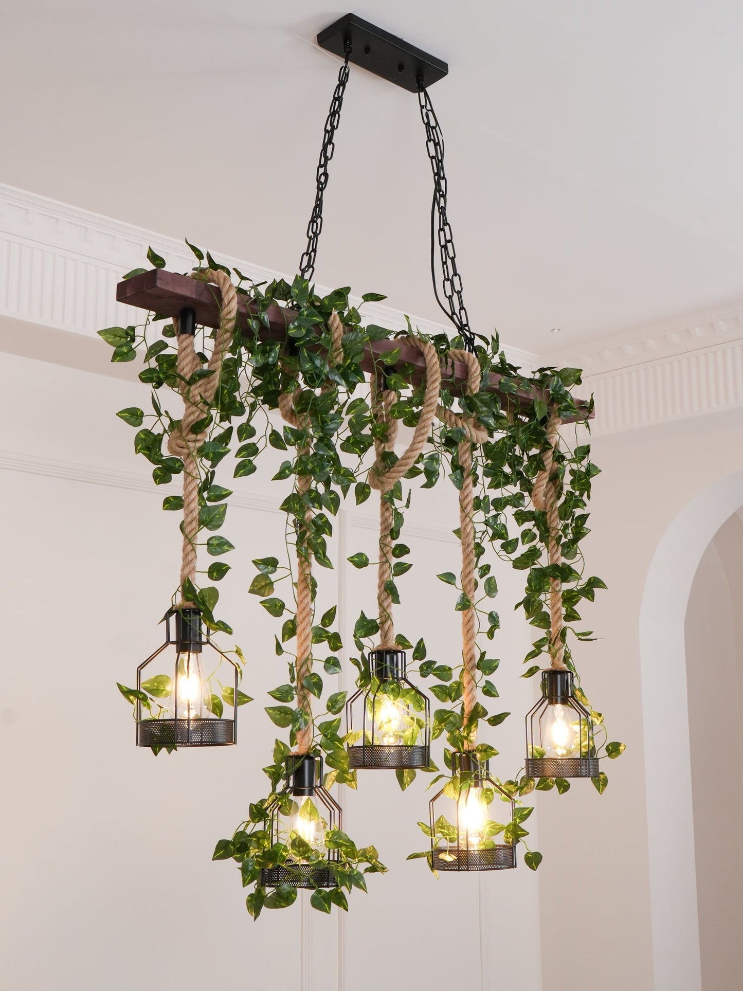 Rustic Wooden Pendant Light Chandelier