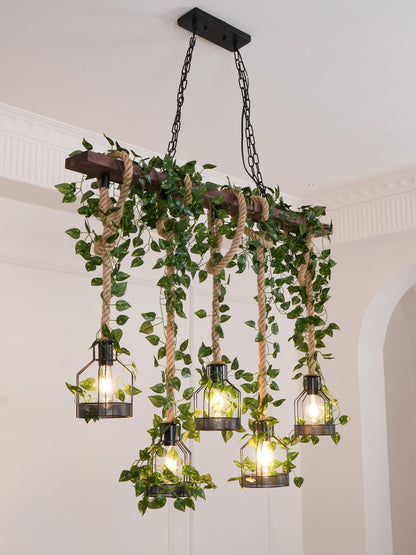 Rustic Wooden Pendant Light Chandelier