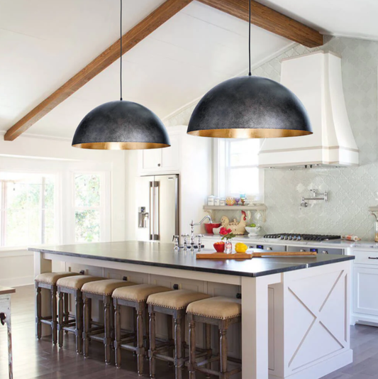 Modern Farmhouse Oversized Metal Dome Pendant Light for Kitchen Island
