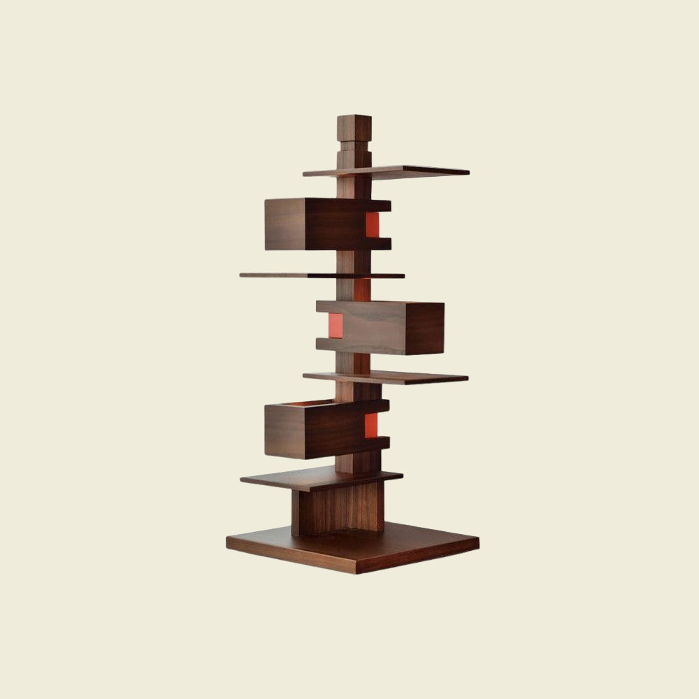 Multi-layer Rectangular Solid Wood Table Lamp