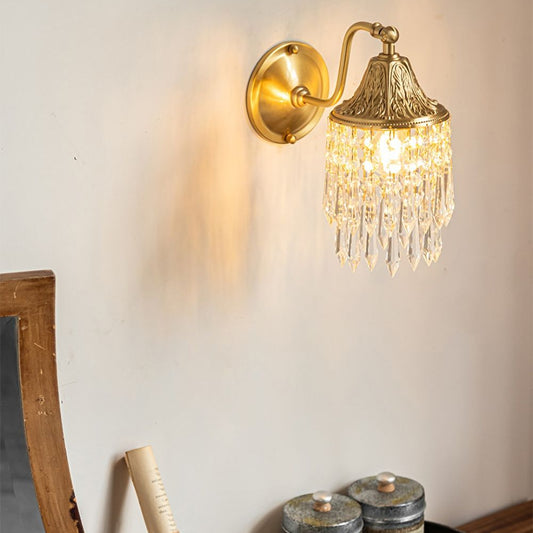 Vintage Tassel Copper-Bottomed Glasswall Lamp