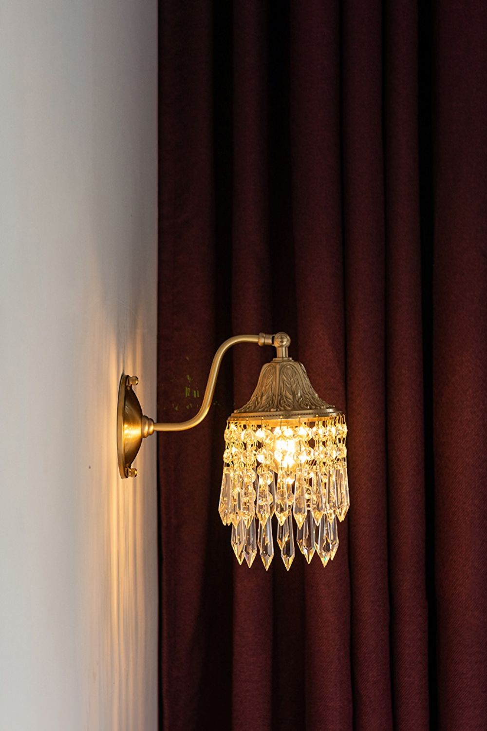 Vintage Tassel Copper-Bottomed Glasswall Lamp