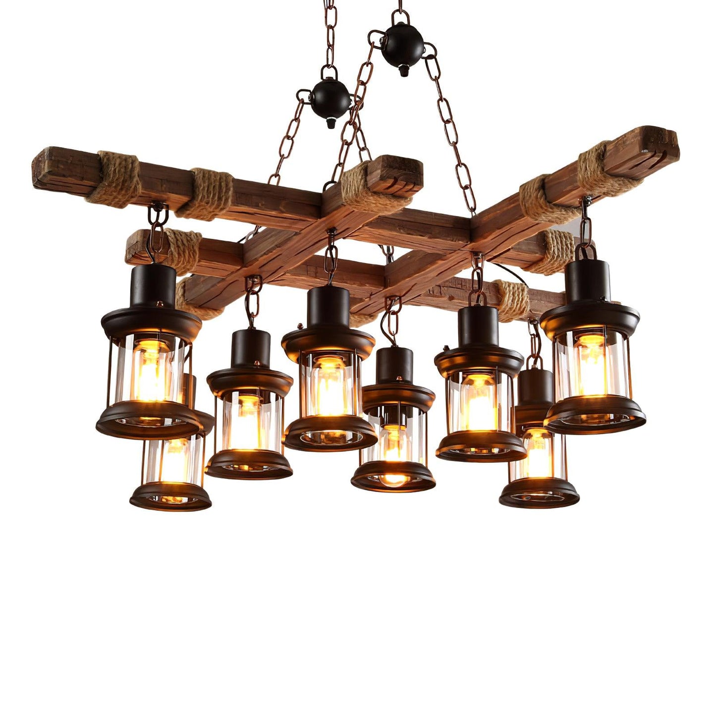 Vintage Wood Glass Candelabrum Chandeliers