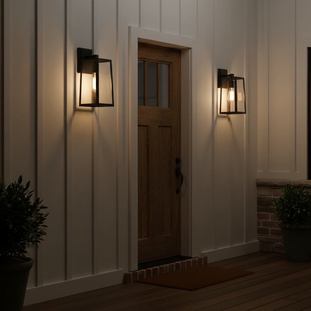 2-Pack Outdoor Wall Sconce – Black Exterior Wall Light with Clear Glass for House