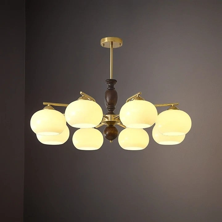 Walnut Beige Orb Electrolier Chandelier