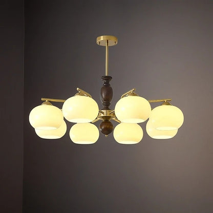 Walnut Beige Orb Electrolier Chandelier