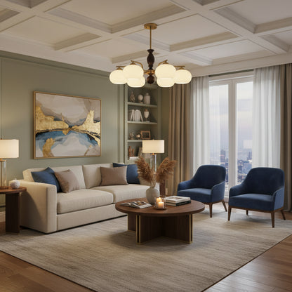 Walnut Beige Orb Electrolier Chandelier