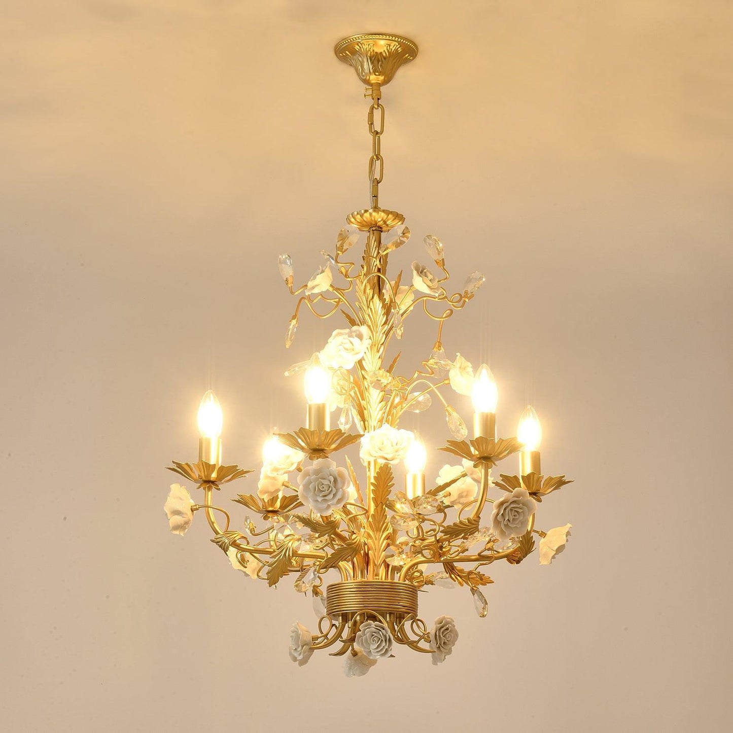 White Rose Crystal  Chandelier
