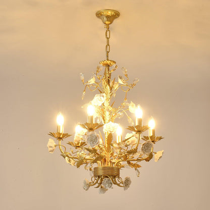 White Rose Crystal  Chandelier