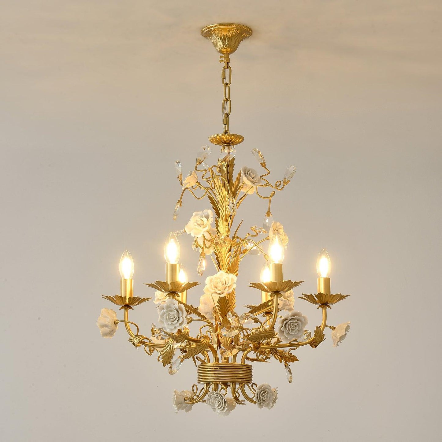 White Rose Crystal  Chandelier