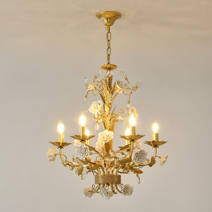 White Rose Crystal  Chandelier