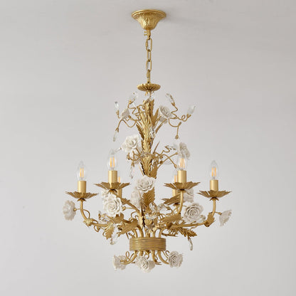 White Rose Crystal  Chandelier