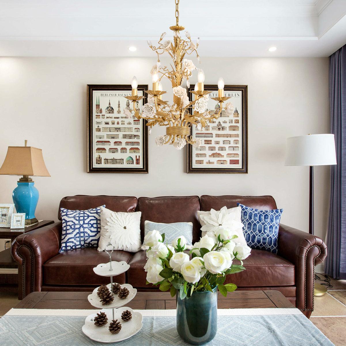 White Rose Crystal  Chandelier