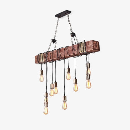 Wood Hanging Multi Gasolier Chandelier