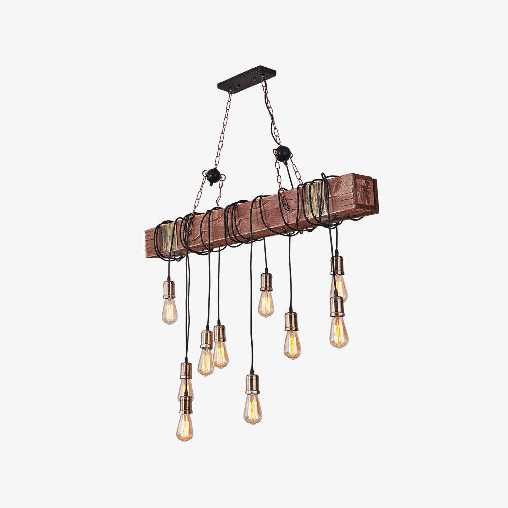 Wood Hanging Multi Gasolier Chandelier