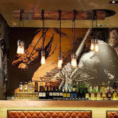 Wood Hanging Multi Gasolier Chandelier