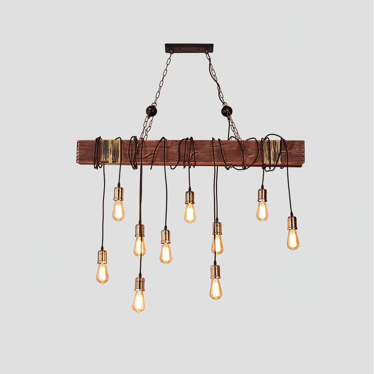 Wood Hanging Multi Gasolier Chandelier