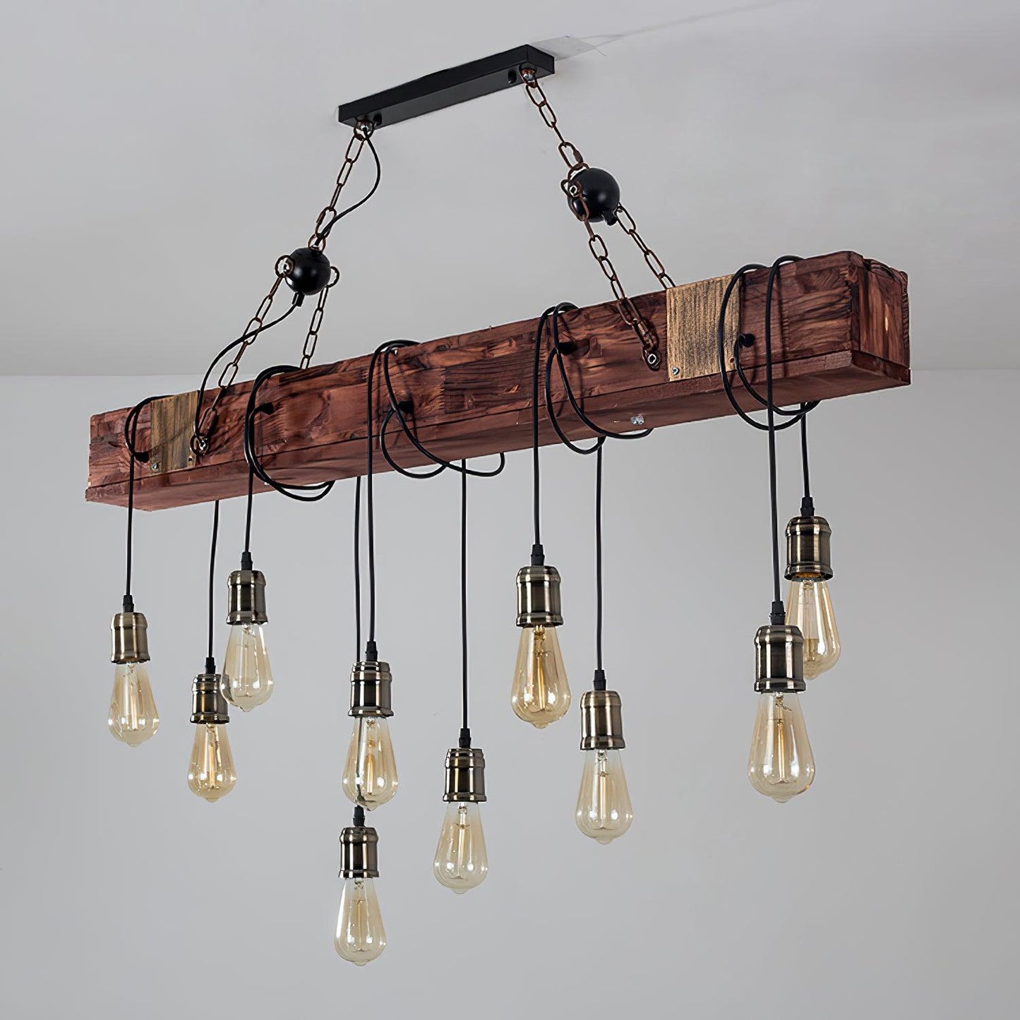 Wood Hanging Multi Gasolier Chandelier