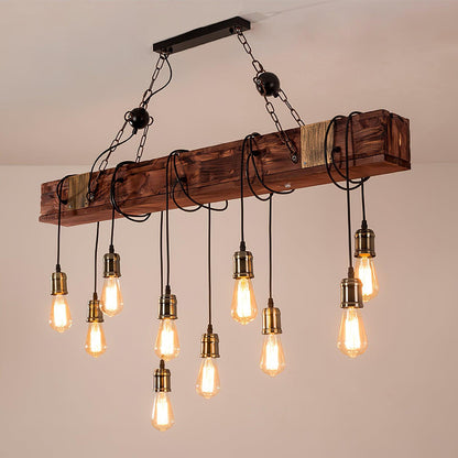 Wood Hanging Multi Gasolier Chandelier