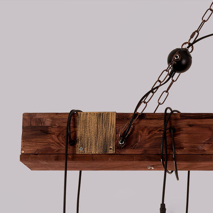 Wood Hanging Multi Gasolier Chandelier