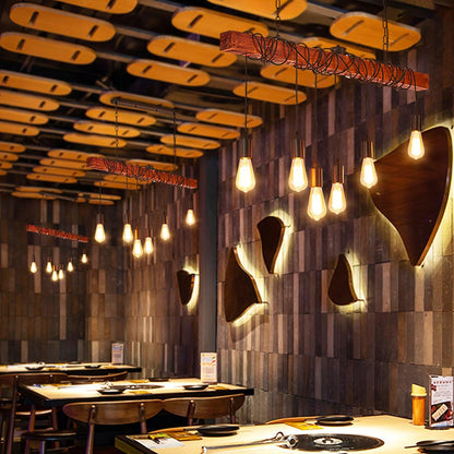 Wood Hanging Multi Gasolier Chandelier