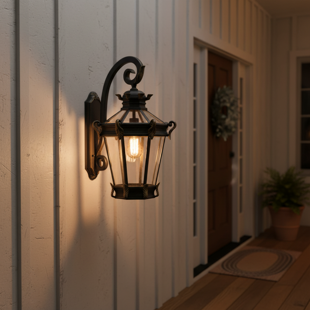 Farmhouse 24.4" Outdoor Wall Sconce – Large Vintage Rustic Porch Light with Clear Glass (Black Finish)