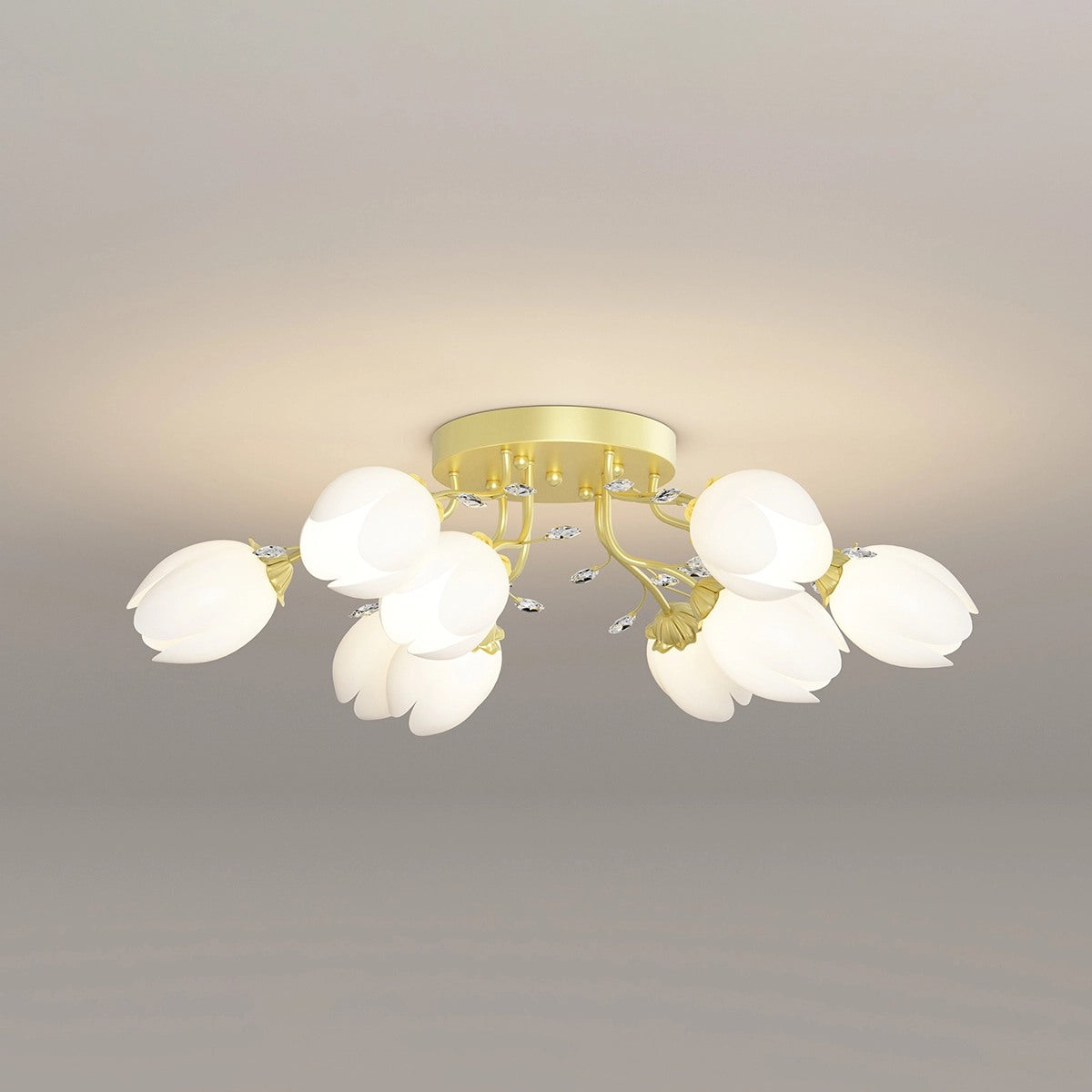 French Style Pastoral Flower Ceiling Lamp