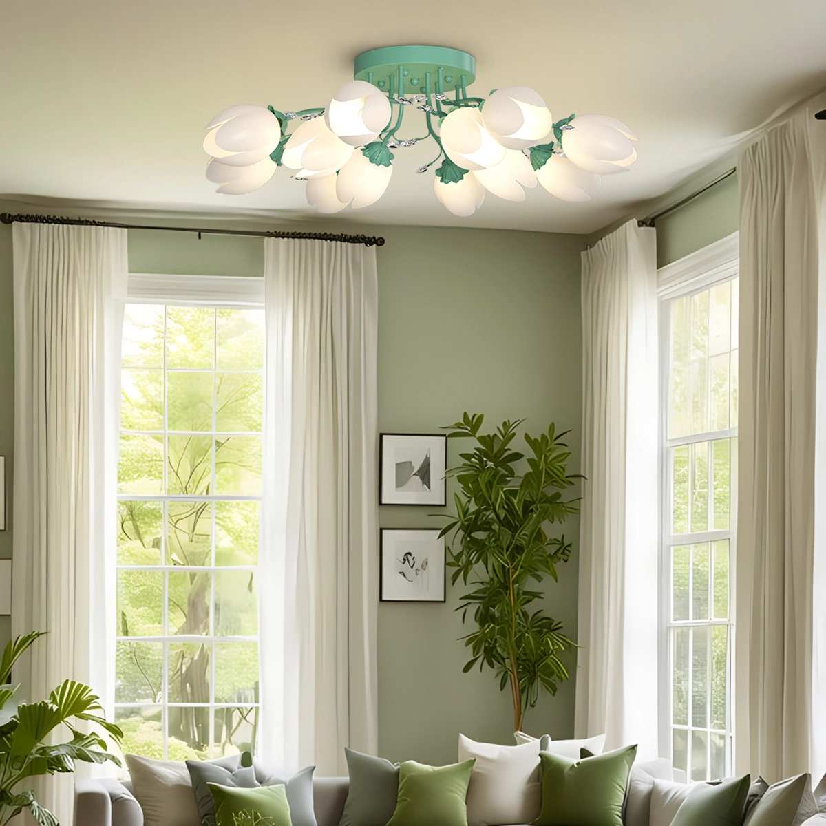 French Style Pastoral Flower Ceiling Lamp