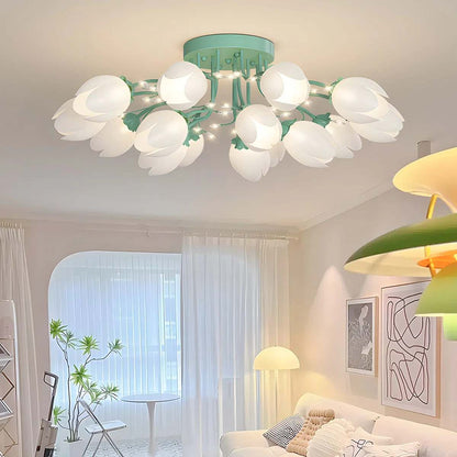 French Style Pastoral Flower Ceiling Lamp
