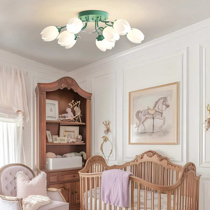 French Style Pastoral Flower Ceiling Lamp