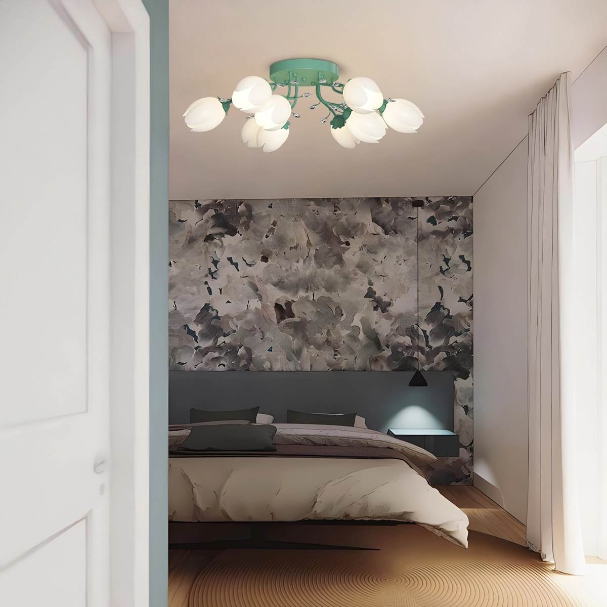 French Style Pastoral Flower Ceiling Lamp