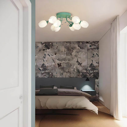 French Style Pastoral Flower Ceiling Lamp