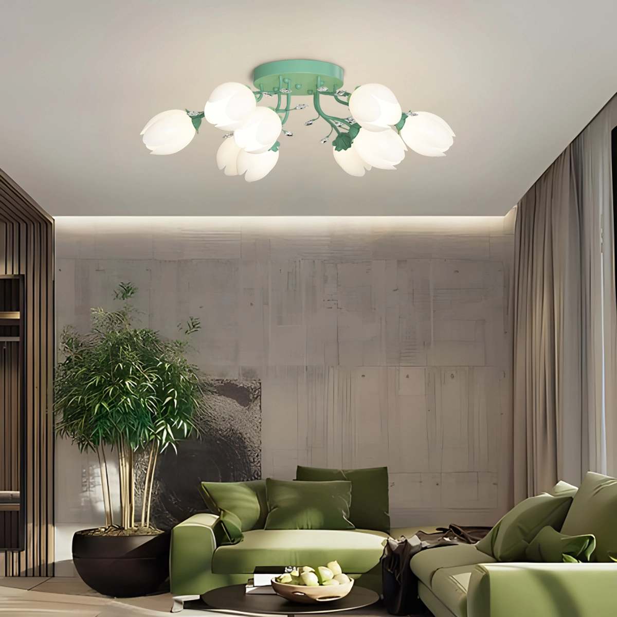 French Style Pastoral Flower Ceiling Lamp