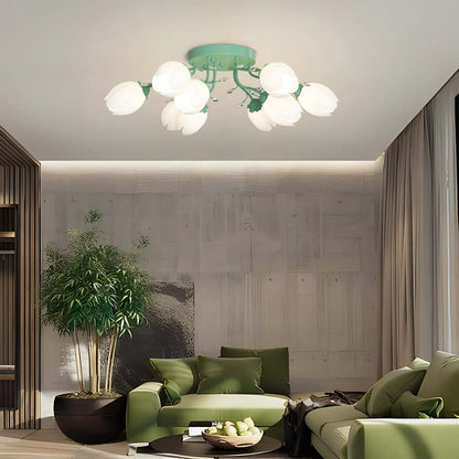 French Style Pastoral Flower Ceiling Lamp