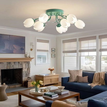 French Style Pastoral Flower Ceiling Lamp