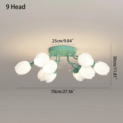French Style Pastoral Flower Ceiling Lamp