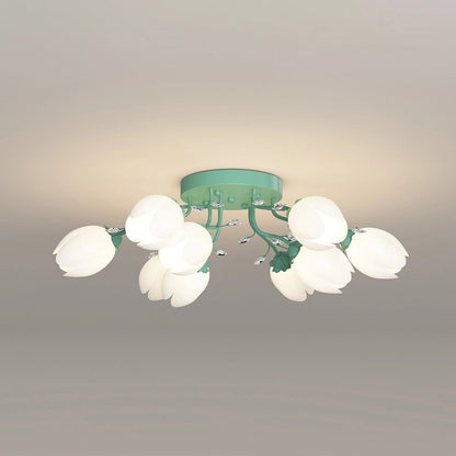 French Style Pastoral Flower Ceiling Lamp