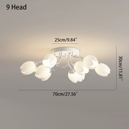 French Style Pastoral Flower Ceiling Lamp