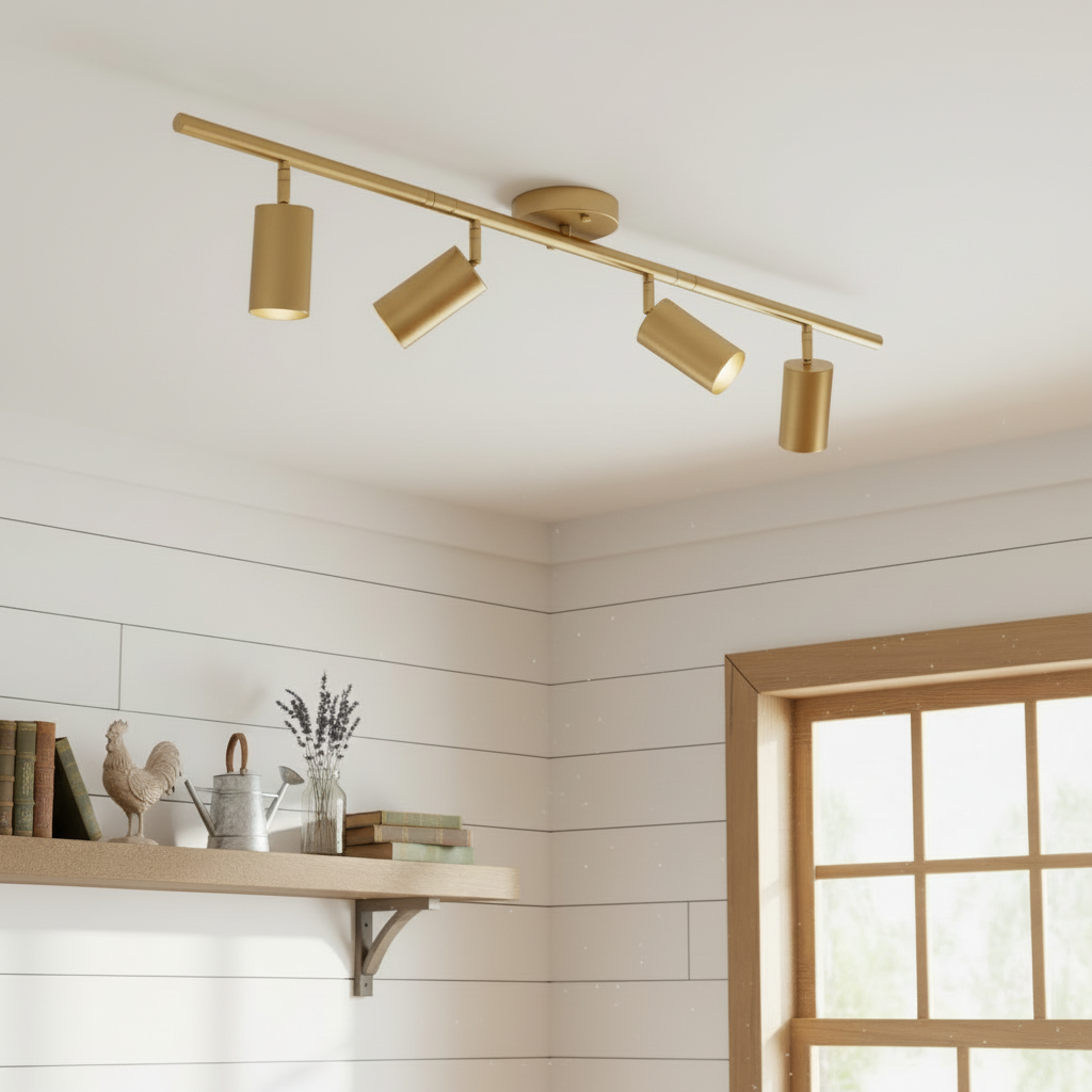 4-Light Adjustable Gold Ceiling Track Light