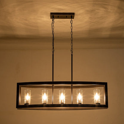 5-Light Oil Rubbed Bronze Oval Kitchen Island Pendant