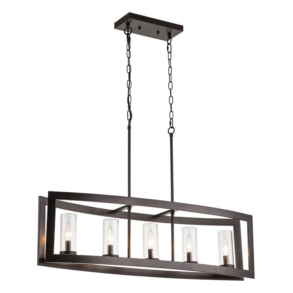 5-Light Oil Rubbed Bronze Oval Kitchen Island Pendant