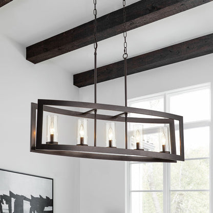 5-Light Oil Rubbed Bronze Oval Kitchen Island Pendant